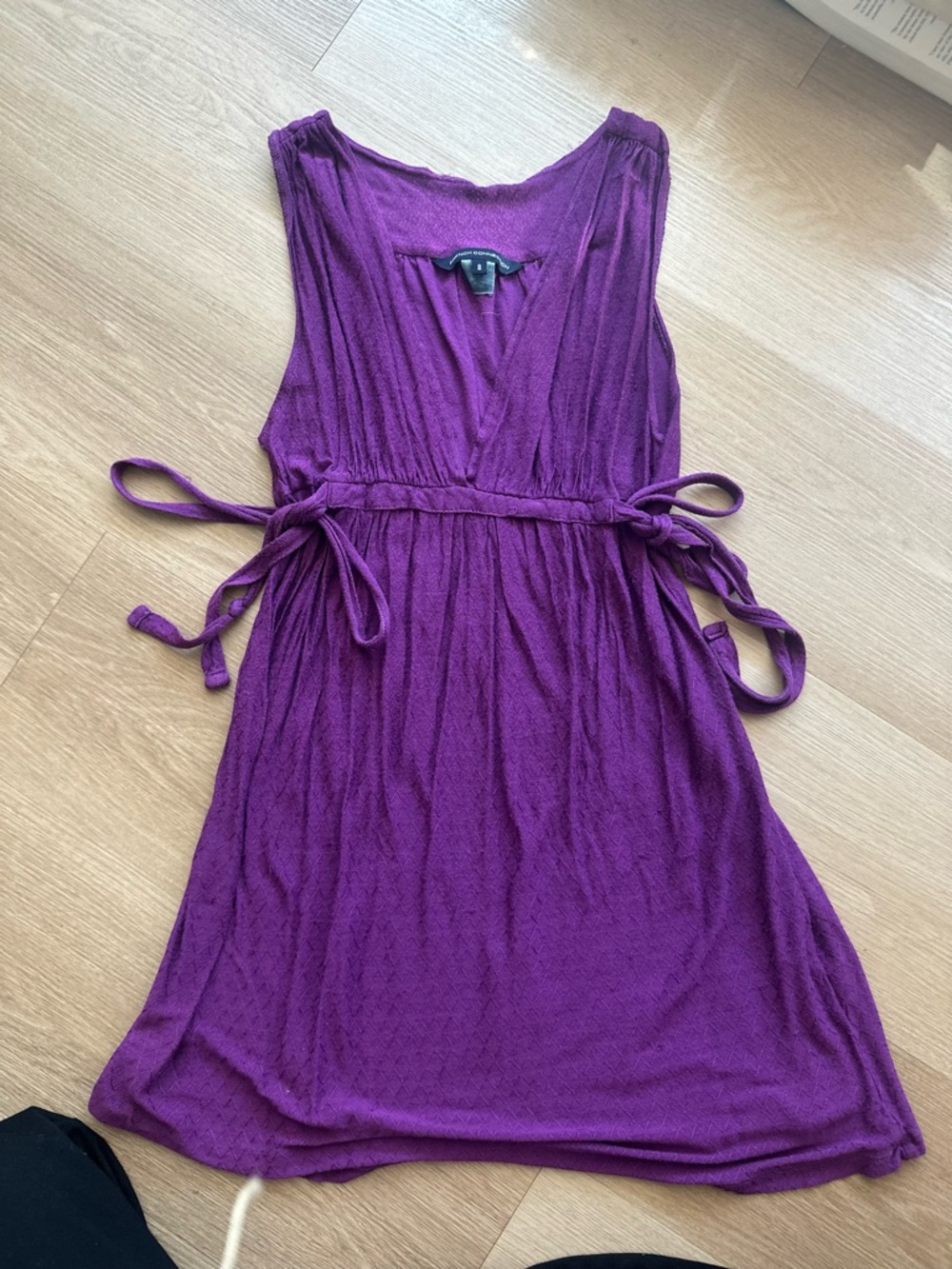 French Connection Deep Magenta V-Neck Tie-Waist Dress